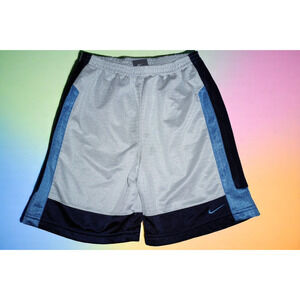 Nike Boys Mesh Athletic Shorts 7X Gray Navy Blue Swoosh Logo Made in Turkey